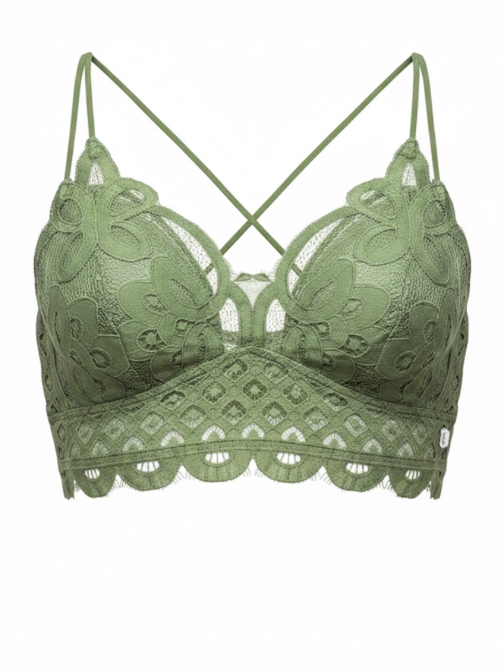 Plus -  Zenana Crochet Floral Lace Bralette - Olive Green NWOT